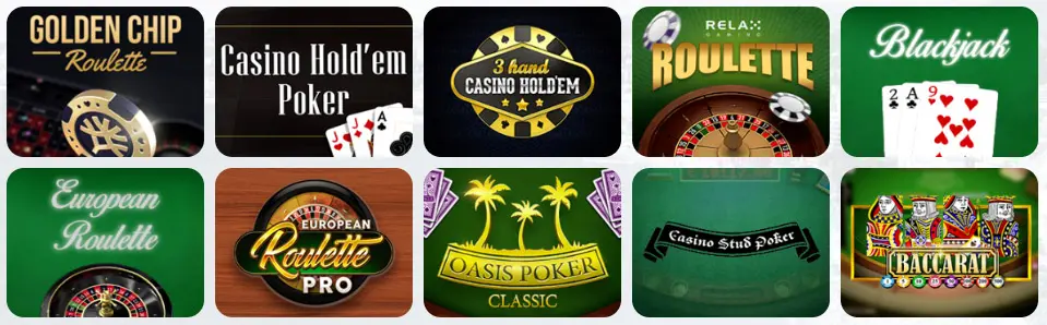 Jeux de table au Split Aces Casino
